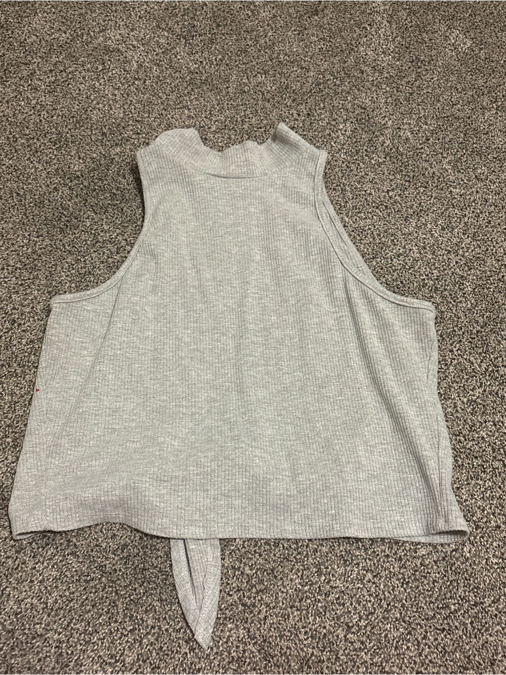 Women’s Light Gray Ribbed Tie-Back Tank Top